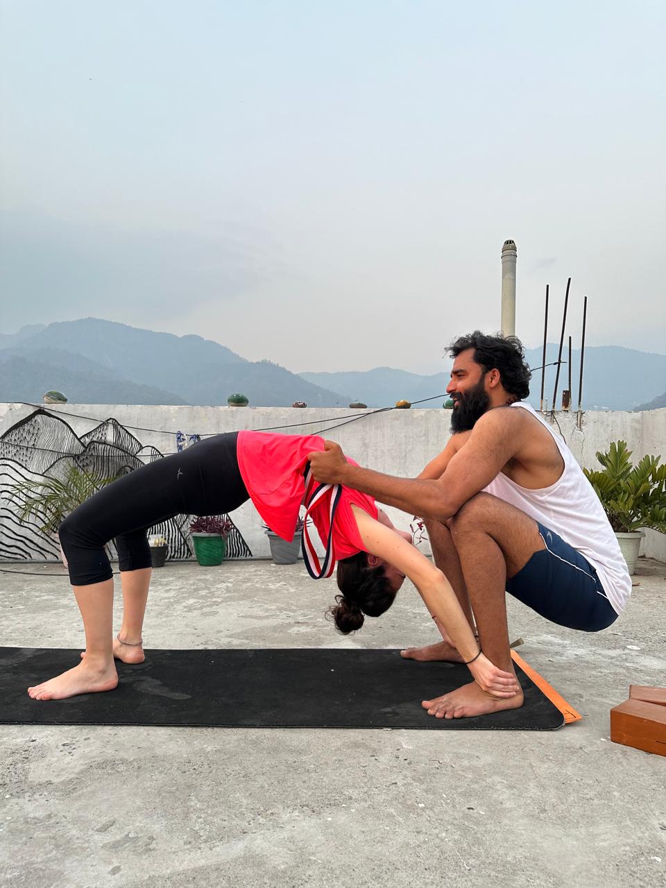 Rooftop classes with views of the Himalayas
